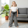 Pantalon fille jambes larges P’tit Môme gris à motifs – Taille 6 ans
