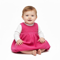 Robe bébé velours rose Obaïbi – Taille 6 mois