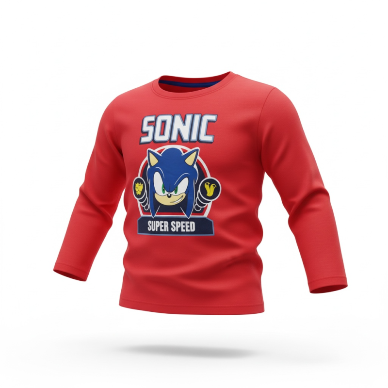 Tee-shirt manches longues Sonic rouge – Taille 8 ans
