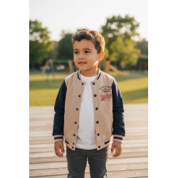 Veste mi-saison garçon style baseball marine et beige Lupilu – Taille 8 ans