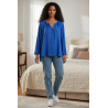 Chemise femme bleue coupe longue arrière – Taille 42