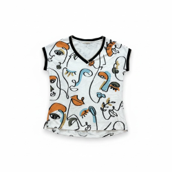 T-shirt femme blanc motif...