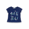 Tee-shirt fille H&M bleu marine "Me & U" floral – Taille 24 mois
